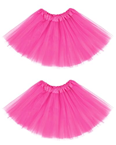 Century Star Hot Pink Tutu for Toddler Girls Tulle Ballet Skirts Princess Tutus for Baby Kids Infant 4 Layers Halloween Christmas Dress up Birthday Party Festival 2-8 Years 2 Pack