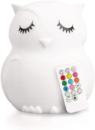 Lumipets Owl, Kids Night Light, Silicone Nursery Light for Baby and Toddler, Squishy Night Light for Kids Room, Animal Night Lights for Girls and Boys, Kawaii Lamp, Cute Lamps for Bedroom