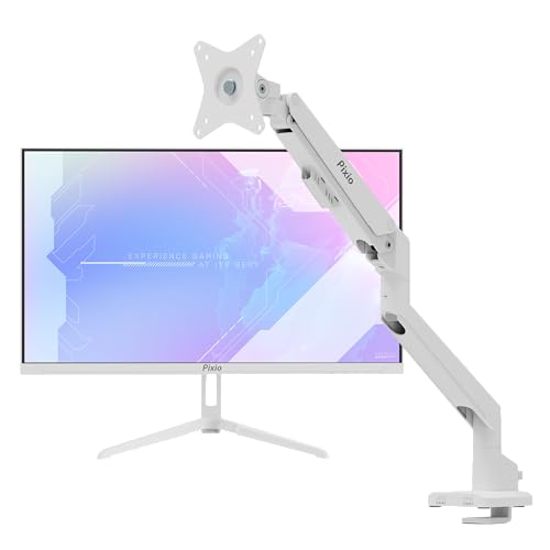 Image of Pixio PX248 Wave White 24 inch 200Hz Refresh Rate FHD 1080p Resolution Fast IPS Panel 1ms GTG Response Time Gaming Monitor and PS1S Wave White Single Monitor Arm - Fits up to 32 inches and 19.8lbs