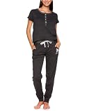 U.S. Polo Assn. Womens Pajama Set with Pockets - Short Sleeve Shirt and Pajama Pants Pj Set (Dark Charcoal Heather, X-Large)
