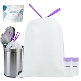 VOMOSI Kleine weiße Müllbeutel, strapazierfähig, mit Kordelzug, für Küche, Bad, Büro, leicht...