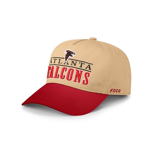 FOCO Men's Atlanta Falcons Cap NFL Team Logo Signature Bars Marquee RF Hat, Khaki