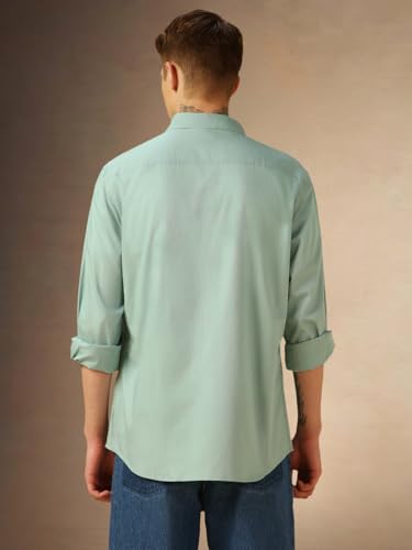 Image of Dennis Lingo Men Cotton Solid Slim Fit Casual Shirts