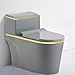 Smart Ceramics Bidet Toilet, One-Piece Dual Flush Toilet with Standard Seat Height, Luxury Gold Finish for Home/Hotel Bathroom, 680x360x830mm(720x390x630mm)
