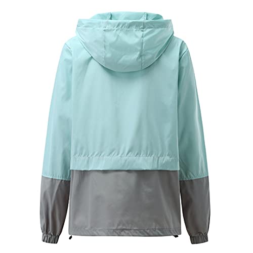 ZXCVBNM Casaco de chuva feminino corta-vento impermeável leve com capuz para ambientes externos P-2G