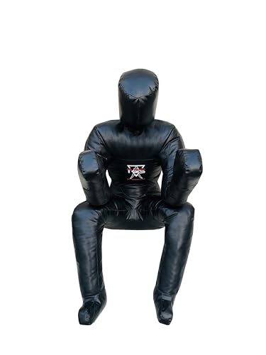 PGS MMA Grappling Dummy Judo Punching Bag BJJ Wrestling Sitting Position Brazilian JIU Jitsu Submission Self Defense Training Vinyl 170cm UNFILLED (Black, 170 CM)