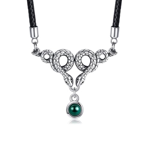 Collier serpent en argent sterling et émeraude véritable d'une élégance intemporelle