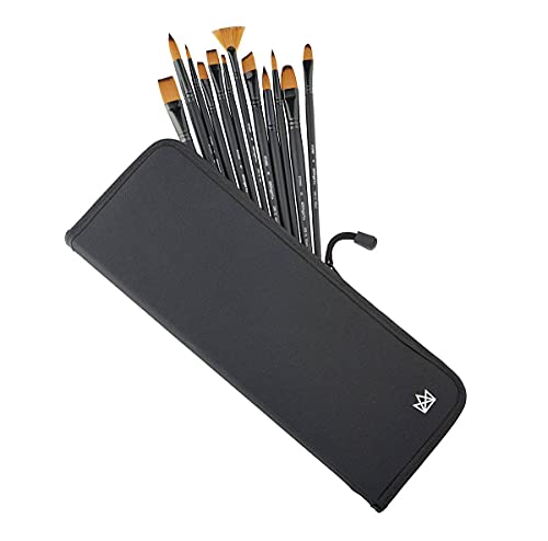 KINGART Set de 12 Pinceles de Pintura con Mangos de Madera y Estuche de Lona, Profesional para pintura al óleo, acrílico y acuarela, ideal para caballete y arte en lienzo miniatura 4