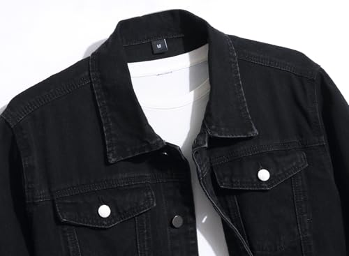 Denim Jacket Men,Stretch Slim Fit Jean Jacket,Ripped Ripened Trucker Denim Coat,Men's Fashion Outdoor Jacket3