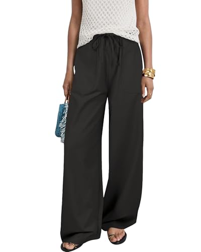 Bsubseach Womens Lounge Pants Casual Straight Leg Pants Elastic Waist Slacks Trousers with Pockets Fall Outfits