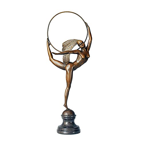 Garden Sculptures & Statues Outdoor Statues Woman Bronze Statue Sculpture Vintage Art Marble Base Decoration #TOP25