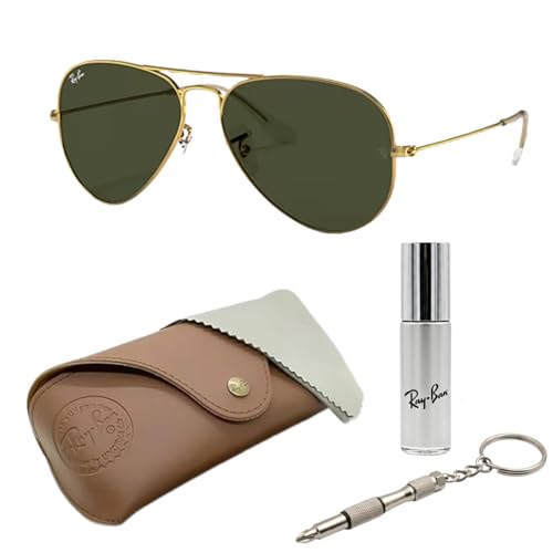 Image of Ray-Ban RB3025 AVIATOR CLASSIC Pilot Shaped Sunglasses for Men & Women with Official RAYBAN Eyewear Kit