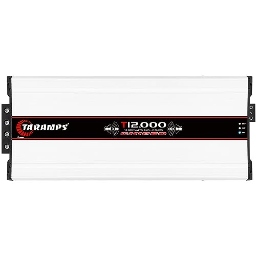 Taramps T 12.000 Chipeo Amplifier 2 Ohms 12000 Watts RMS 1 Channel Car Audio Peak Power 13300W RMS Monoblock Amp, Compatible with Monitor Level Remote
