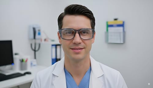 Image of Safety Goggles for Motorcycle Riding, Clear Lens Multi-Purpose Protective Eyewear, Polycarbonate, Rectangular, Universal Fit, Laboratory and Woodworking