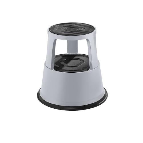 eurokraft | Rollhocker aus stabilem Stahlblech | Höhe belastet 420 mm | DREI Gleitrollen | grau