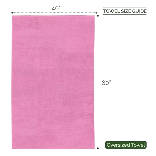 Image of Elegant Comfort Three Line Popcorn Extra Large Luxury Bath Towel - 40 inch x 80 inch inch, Premium Hotel Spa Quality 1 Piece Oversized Bath Sheet 100% Turkish Cotton Super Soft Highly Absorbent, Light Pink