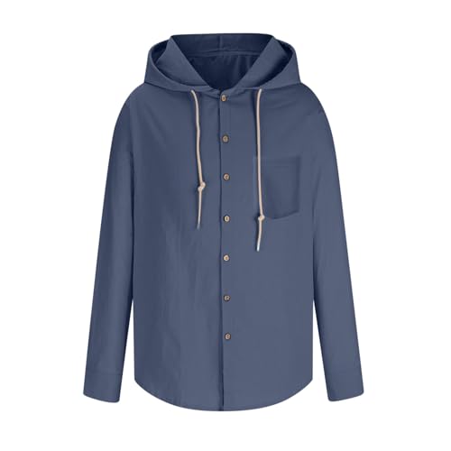 Button Down Hoodies for Men with Chest Pocket - Long Sleeve Casual Hooded Sweatshirt Lightweight Breathable Fall Outfits3