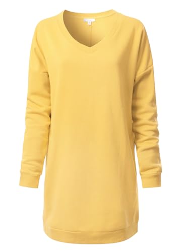 Design by Olivia Women's Casual Oversized Loose Fit V-Neck Fleece