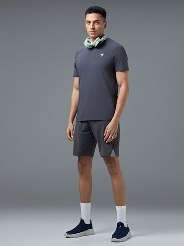 Image of TECHNOSPORT Mens Regular Fit Solid Shorts for Gym, Workout & Sports with Anti Microbial, Techno Dry