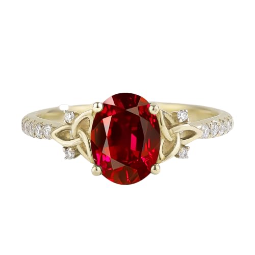 Celtic Engagement Rings for Women Oval Cut Gemstone Rings for Women 10K 14K 18K White Yellow Rose Gold Celtic Ring Wedding Ring Anniversary Promise Rings3