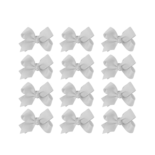 Image of Small Solid Bow for Girls - Set of 12 (Light Grey)