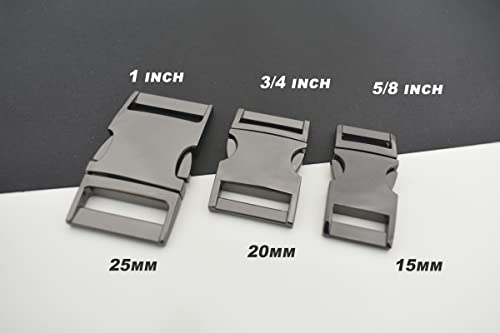 Bytiyar 6 Pcs 3/4 Inch(20Mm) Zinc Alloy Metal Buckle Double Side Quick Release Buckles For 20Mm Nylon Strap Backpack Webbing Belt Dog Collars, Gun Black #TOP5