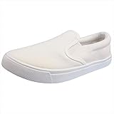 [アミアミ] スリッポン スニーカー シューズ カジュアル シンプル レディース 靴 黒 メンズ FKL004 (22.5cm, ホワイト(キャンバス))