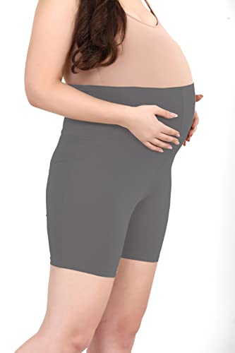 Image of Women's Cotton Maternity Shorts Over The Belly for Pregnant Women for Pre & Post Pregnancy