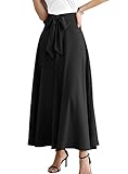 SuperPrity Women's High Waist A-Line Skirts Self Tie Pleated Draped Flare Long Maxi Skirt for Evenin