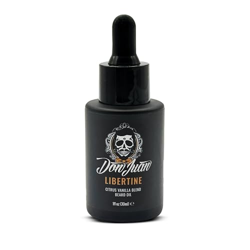 Don Juan Libertine Beard Oil And Conditioner - 100% Organic - Unique Blend Of Natural Oils Jojoba, Argan, Vitamin E, And More - Citrus Vanilla - Naturally Scented 1oz