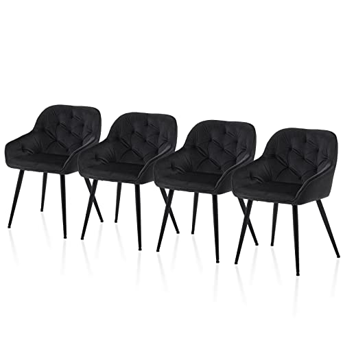 TUKAILAI Esszimmerstühle 4er Set mit Sitzfläche aus Samt, Armlehnstuhl,...