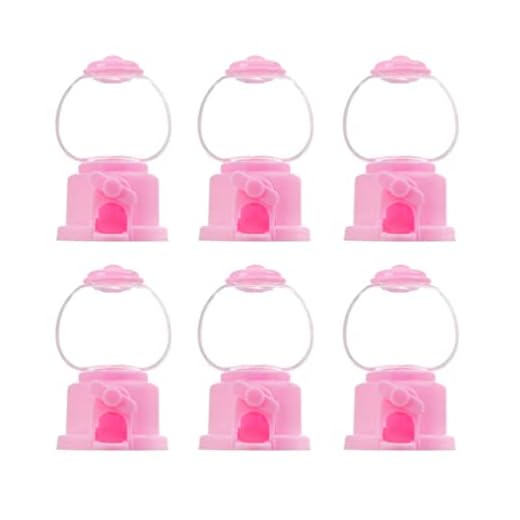 STOBOK 6 Pcs Mini Candy Dispenser Desktop Bubble Gumball Bank Funny Candy Catcher Machines Toys Party Favors for Kids (Pink)