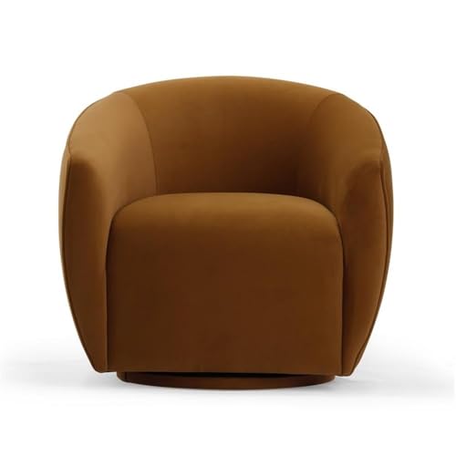 Sillón giratorio de terciopelo marrón suave miniatura 4