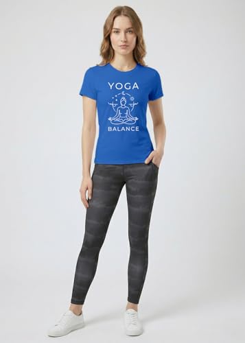 Image of INDISSH Yoga Tshirt for Women Cotton | Graphic Printed Yoga Round Neck Short Sleeves T-Shirt for Woman - WRN-YOGAB-PAR
