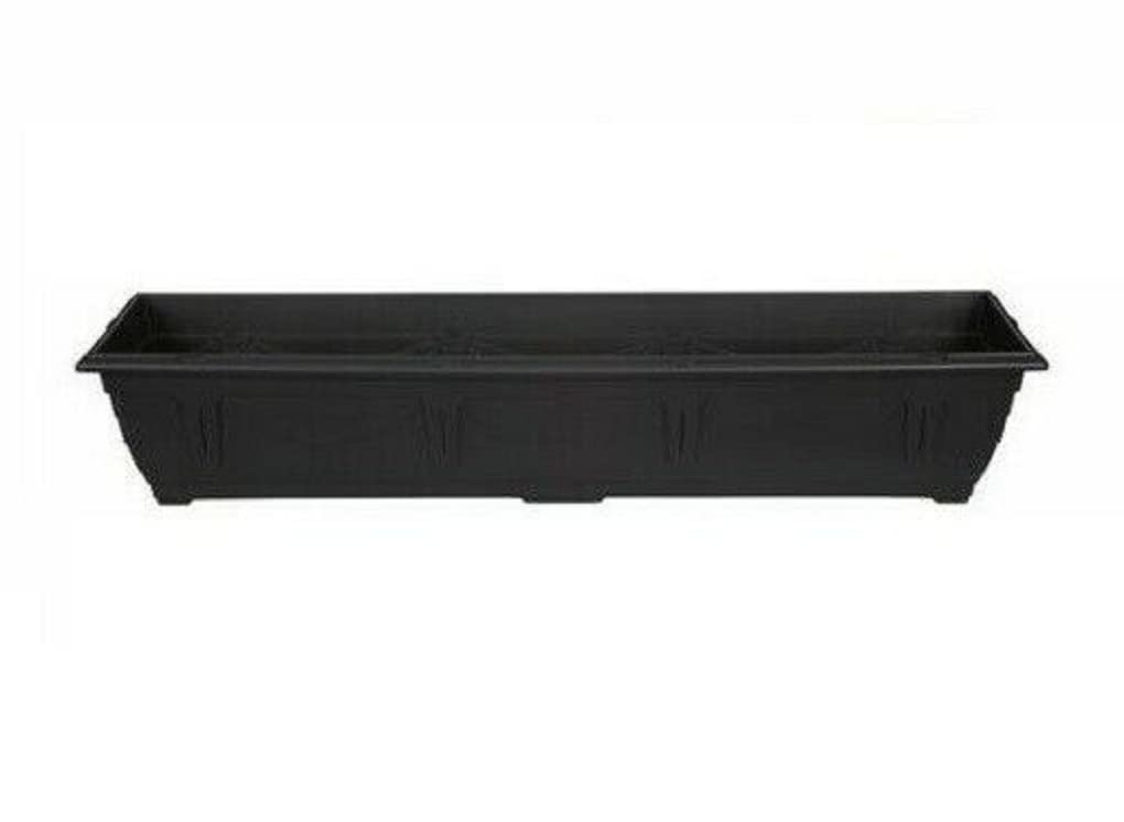 Optimal Products Plastic Window Planter Plant Pot Outdoor Garden Herb Flower Growbag Tray Broad Base Box Water Barrel (90 cm Black)