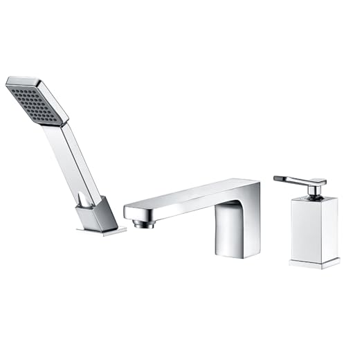 Robinet de bain 3 trous mitigeur de bain-douche sur pont avec flexible 1.5m