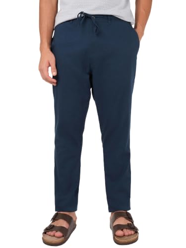 Pantalon en coton Bewakoof bleu marine, le style droit idéal au bureau