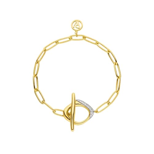 PAUL VALENTINE Crystal Galaxy - Pulsera para mujer de plata de ley 925 con circonitas cúbicas de 17 cm, cierre en T, Mittelgroße, Plata de ley, Circonita cúbica