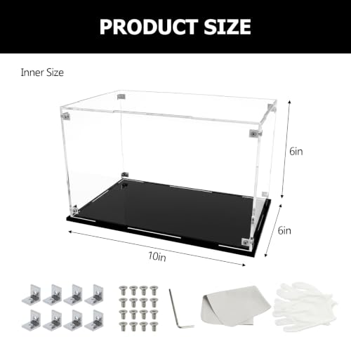 Image of Assemble Clear Acrylic Display Box for Collectibles 10 x 6 x 6 Inch | Acrylic Box Dustproof Protection Glass Case, Clear Acrylic Action Figure Display Case for Display Action Figures Doll