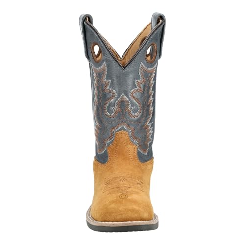 Smoky Mountain Western Boots Boys Tex Leather Pull On Tan Blue 3420C