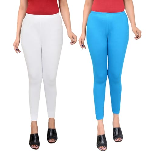 Image of Leggings for Women Ankle Length Combo Pack Black and White Cotton Stretch Comfortable Gym Yoga Pants Slim Fit Stylish Women Leggings