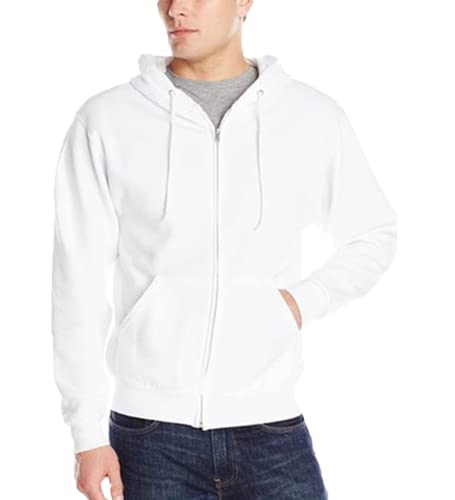 Image of Koverify Plain Chain CottenBlend Zipper Hoodie /Hooded Jacket /Unisex Jacket for Men and Women (2XL, WHITE)