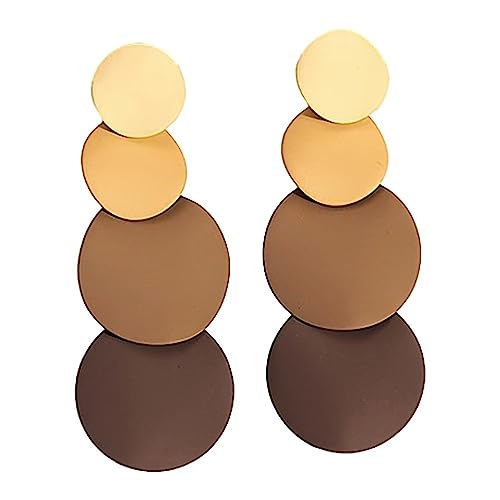 Vintage Round Disc Drop Earrings for Women Boho Geometric Circular Dangling Earrings Fashion Jewelry for Party Prom