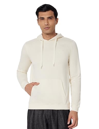 Image of Allen Solly Men's Classic Cotton Solid Hooded Sweatshirt with Kangaroo Pockets