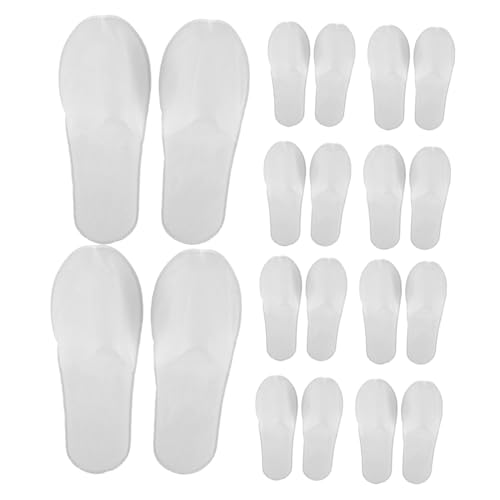 BELLIFFY Disposable Hotel Slippers 10 Pairs Disposable Spa Slippers for Guests White Non-woven Fabric