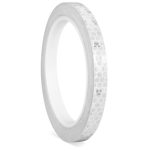 White Reflective Tape 0.4In x 26 Feet Neon Reflector Strips Outdoor Waterproof Tape Safety Warning Glow in The Dark Tapes Strong Adhesive White Reflective Tapes Stickers for Trailer Trucks Bikes