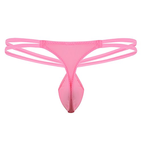 AGJGFM Men's Sexy Double Waist Straps Bulge Pouch Mini G-String Thong Underwear2