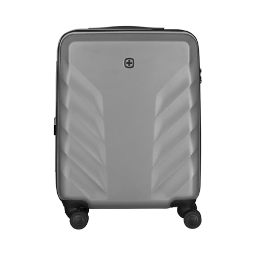 WENGER Motion Carry-On Schalenkoffer mit 4 Rollen, Trolley, Handgepäck, 36 (43) l, Hartschale, Sicherheitsschloss, Damen Herren, Reisen Urlaub, Schwarz, 612547