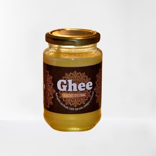 Ghee Caldes d’Estrac - Gourmet | Mantequilla Clarificada 100% Ayurvéda, Artesanal y Ecológica (370 ml) Formato Mediano. Elaborada a partir de leche de vacas de pastos ecológicos certificados.