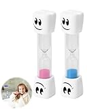 Fokroin Sanduhren Set für Kinder, 2 Stück, Pink+Blue, Set Sanduhren mit Lächelnden, 2 Minuten Sanduhr, für Kinderzahnpflege, Küche, Büro und Spielzeit, Hourglass Timer for Büro, Home and Play Timer